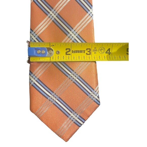 Nautica Silk Repp Tie Plaid Striped Orange Preppy Modern Career Wedding  3.25 - Picture 8 of 8